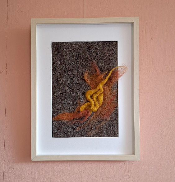 Wool art felted art wall panel viltkunst in lijst kunstwerk wol Next level _Arte Cascada (3)